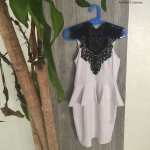 White cocktail dress with lace neck!